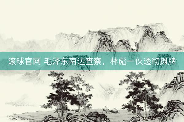 滚球官网 毛泽东南边查察，林彪一伙透彻摊牌