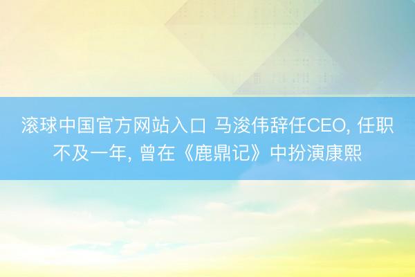 滚球中国官方网站入口 马浚伟辞任CEO， 任职不及一年， 曾在《鹿鼎记》中扮演康熙