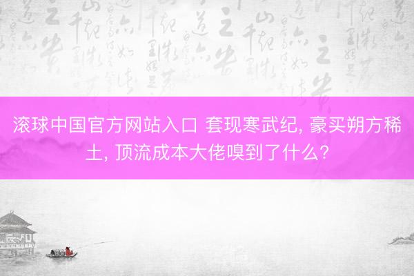 滚球中国官方网站入口 套现寒武纪， 豪买朔方稀土， 顶流成本大佬嗅到了什么?