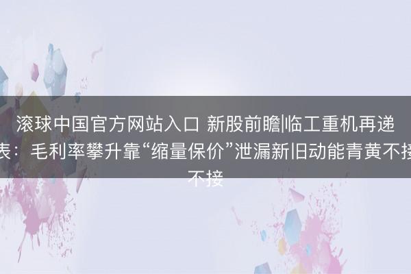 滚球中国官方网站入口 新股前瞻|临工重机再递表:毛利率攀升靠“缩量保价”泄漏新旧动能青黄不接