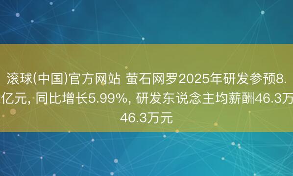 滚球(中国)官方网站 萤石网罗2025年研发参预8.62亿元， 同比增长5.99%， 研发东说念主均薪酬46.3万元