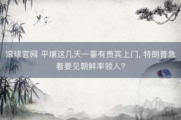 滚球官网 平壤这几天一霎有贵宾上门， 特朗普急着要见朝鲜率领人?