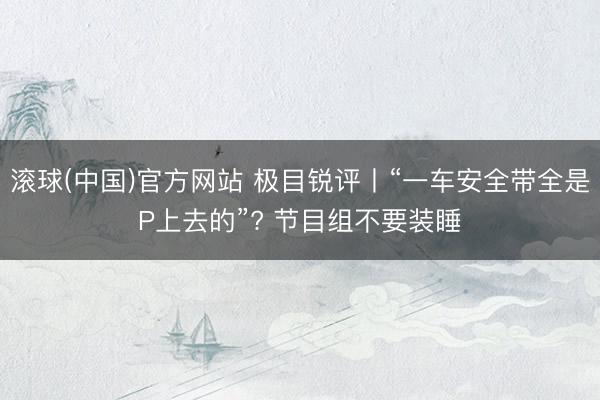 滚球(中国)官方网站 极目锐评丨“一车安全带全是P上去的”? 节目组不要装睡